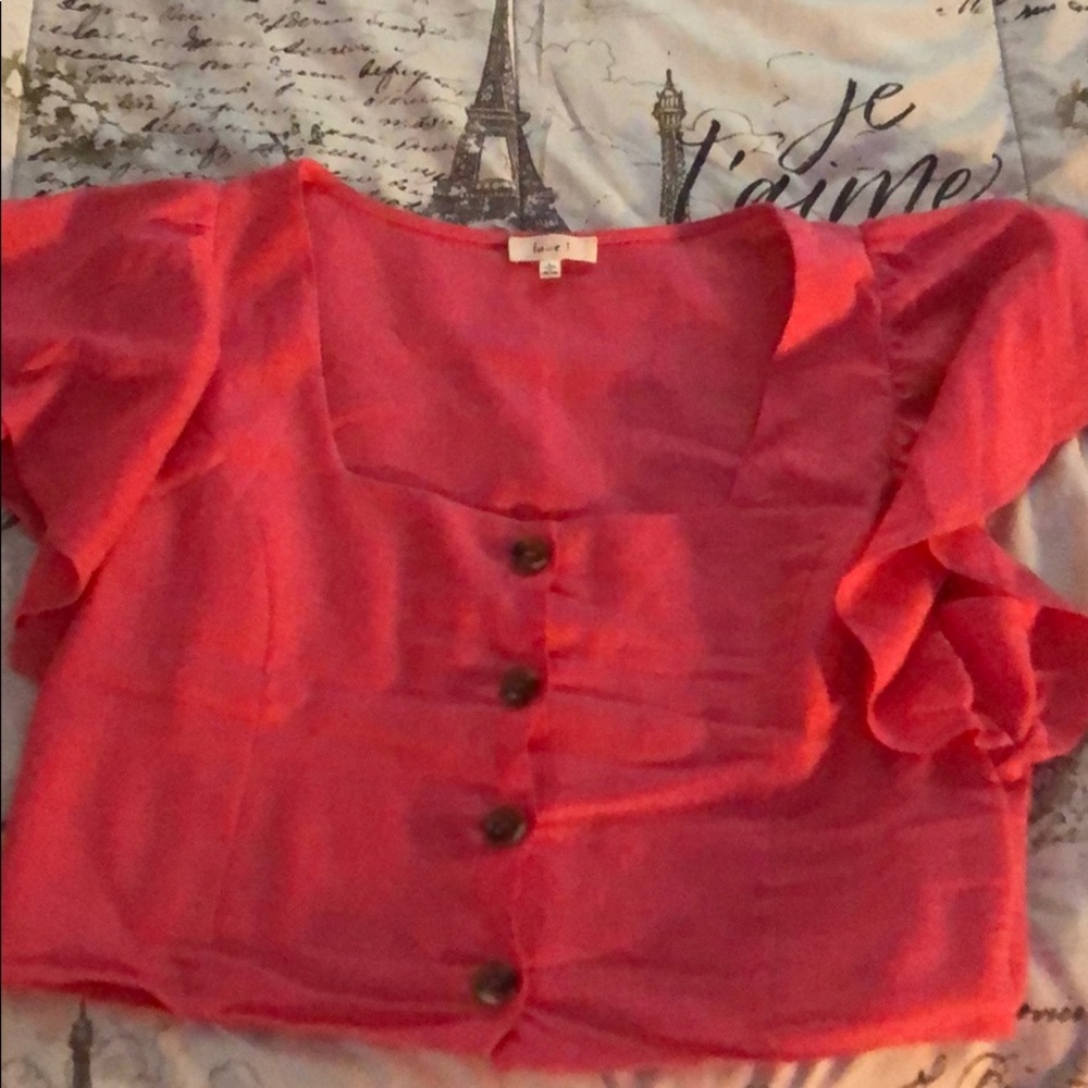 Pink button down crop - Picture 3 of 3
